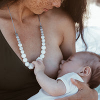 Milk -| Collier allaitement, portage et de dentition - MintyWendy Marbre
