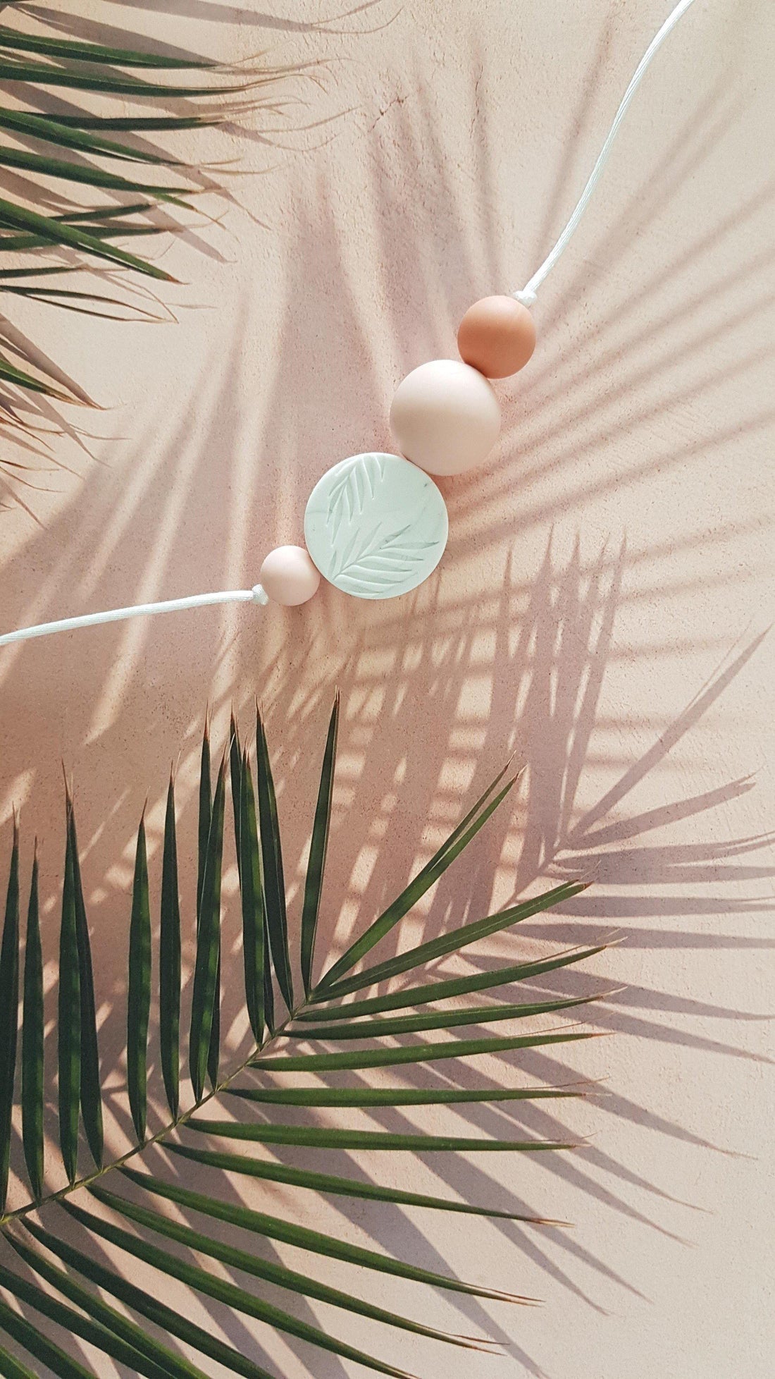 Palm Sunrise Blanc & Rose | Collier allaitement, portage et de dentition - MintyWendy Default Title