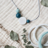 Palm Sunrise Blanc & Mint | Collier allaitement, portage et de dentition - MintyWendy