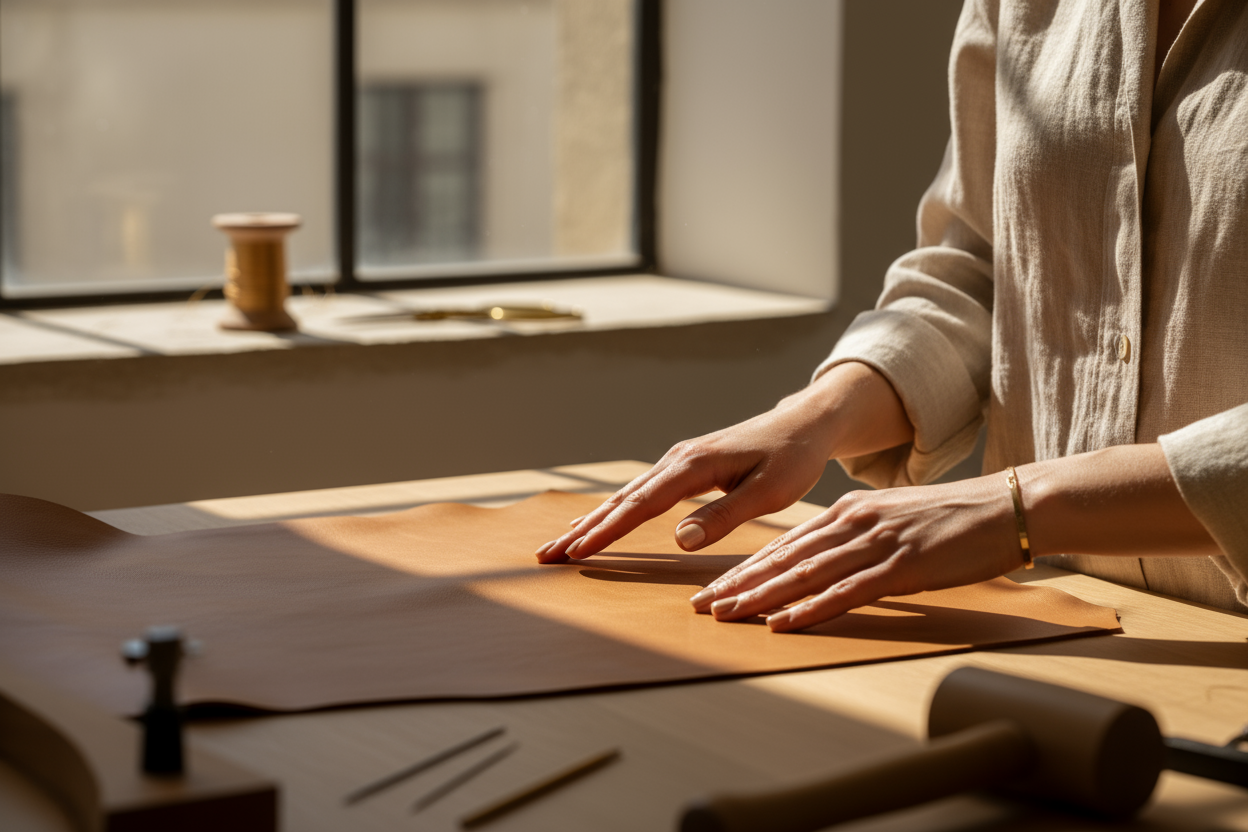 dans un atelier avec large fenêtre, bobine sur le bord de la fenêtre en fond flou
