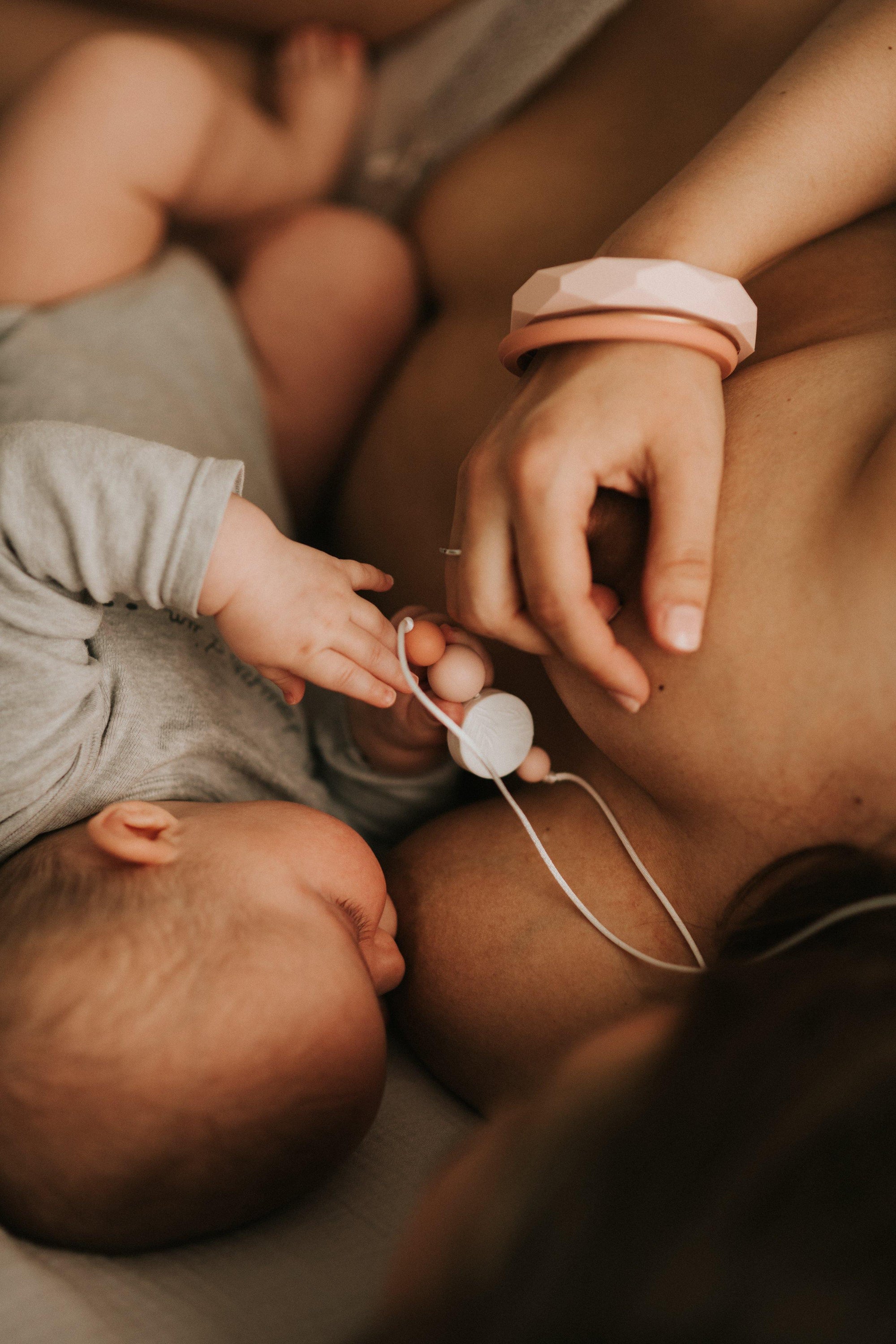 Palm Sunrise Blanc &amp; Rose | Collier allaitement, portage et de dentition - MintyWendy Default Title