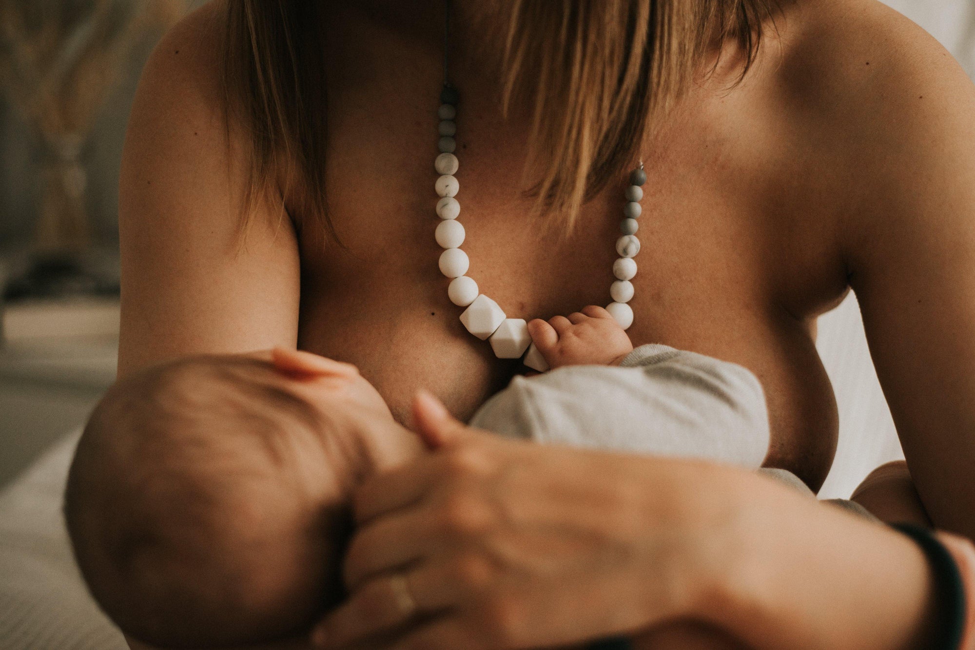 Milk -| Collier allaitement, portage et de dentition - MintyWendy Marbre