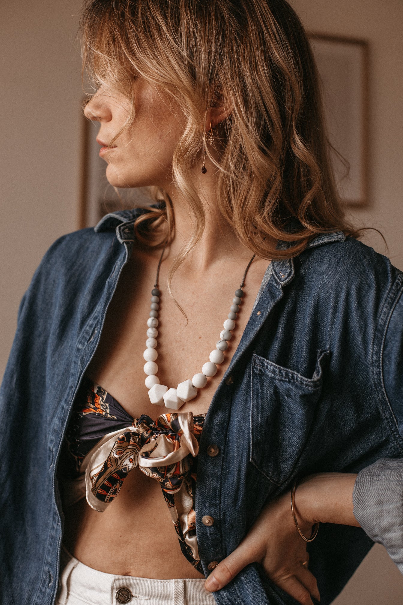 Milk -| Collier allaitement, portage et de dentition - MintyWendy Marbre