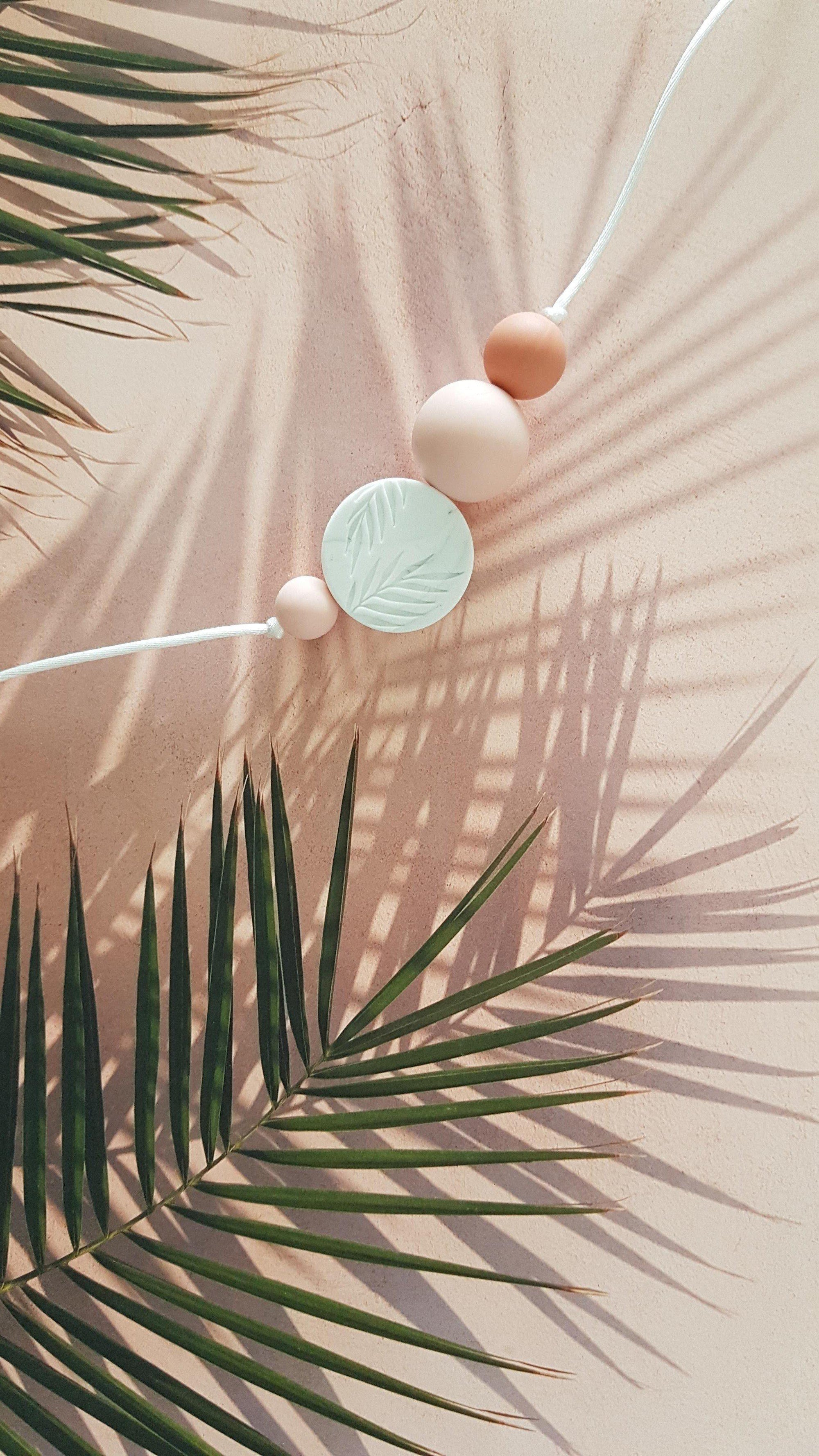 Palm Sunrise Blanc &amp; Rose | Collier allaitement, portage et de dentition - MintyWendy Default Title